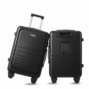 Fagoza Hardside Carry-On Luggage with Front Pocket, Black