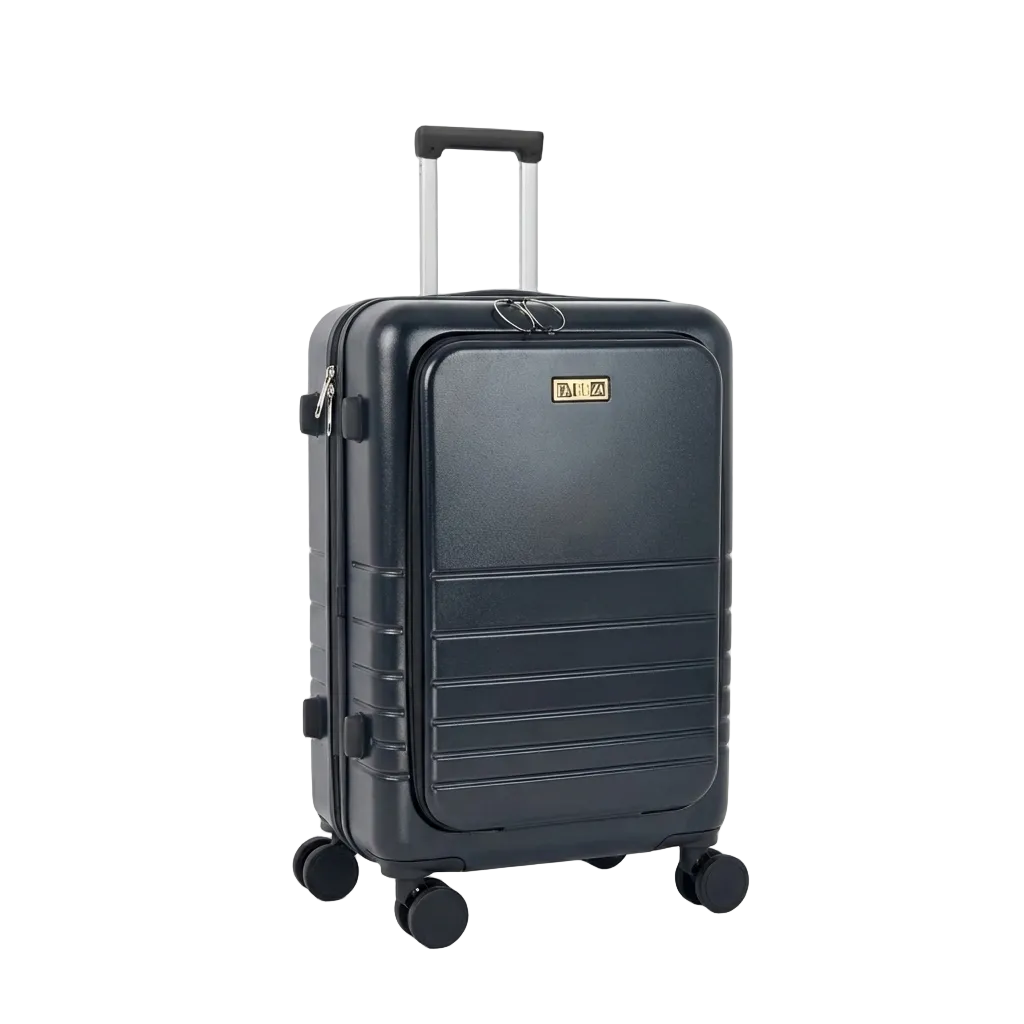Fagoza Hardside Carry-On Luggage with Front Pocket, Black